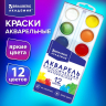 Нарушена упаковка!  <757448> Краски акварельные BRAUBERG 12 цветов "АКАДЕМИЯ КЛАССИЧЕСКАЯ", медовые, круглые кюветы, 192554