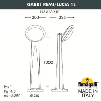 1R3.613.X10.WYE27 Фонарный столб Fumagalli GABRI REMI/Lucia 1L.
