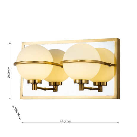 Бра цвета латуни с хромированной вставкой, полу-прозрачный плафон, для 2 ламп G9 от GETOGAZOV FAMILY 