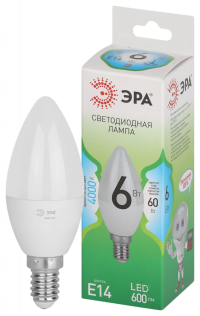 Лампочка светодиодная ЭРА GREEN LINE LED B35-6W-840-E14 GL E14 6 Вт свеча яркий белый свет Б0067109