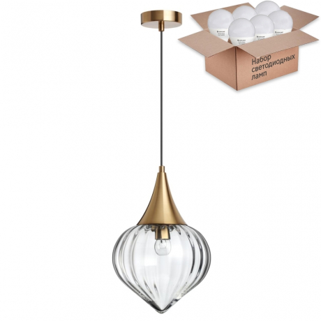 Подвесной светильник с лампочкой Odeon Light Kesta 4950/1+Lamps E27 P45 