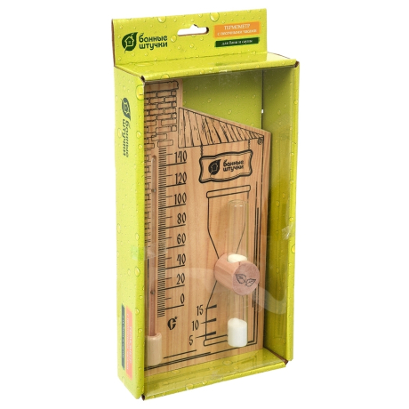 Нарушена упаковка! <348501> Термометр с песочными часами 27,8х14х5,3 см для бани и сауны Банные Штучки 18036