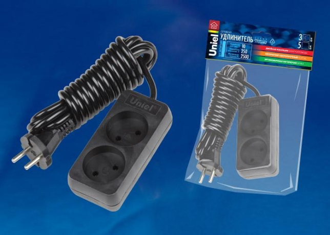 S-CD2-3 Удлинитель 2гн х 3м б/з Uniel Standard (UL-00003603)