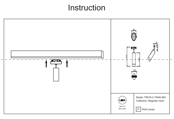 Светильник на штанге Maytoni Technical Track TR019-2-7W4K-MG 