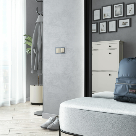 Выключатель двухклавишный проходной (айвори матовый) Werkel W1122062