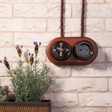 Выключатель на 4 положения двухклавишный (коричневый) Werkel Ретро W5620014