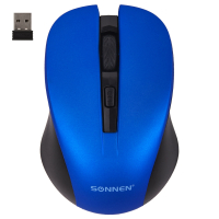 Мышь беспроводная с бесшумным кликом SONNEN V18, USB, 800/1200/1600 dpi, 4 кнопки, синяя, 513515 (513515)