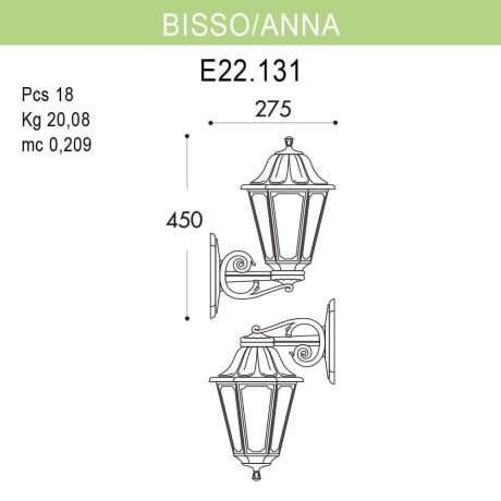 E22.131.000.AXF1R Уличный настенный светильник Fumagalli Bisso/Anna