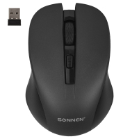 Мышь беспроводная с бесшумным кликом SONNEN V18, USB, 800/1200/1600 dpi, 4 кнопки, черная, 513514 (513514)