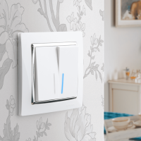 Выключатель  двухклавишный проходной с подсветкой (белый) Werkel W1122101