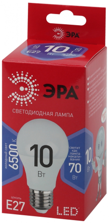 Лампа светодиодная ЭРА E27 10W 6500K матовая A60-10W-865-E27 R Б0045324 