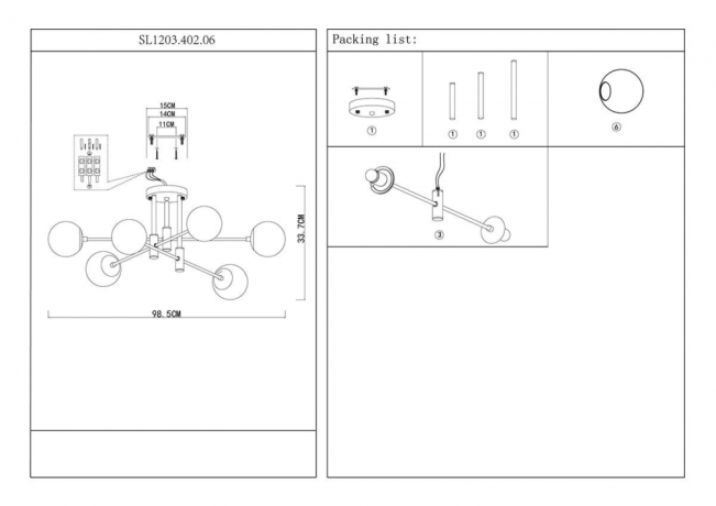 Потолочная люстра ST-Luce Limano SL1203.402.06 