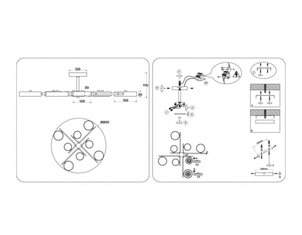 Люстра на штанге Ambrella light COMFORT FL516338 