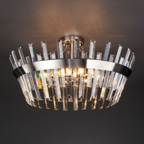 Потолочная люстра Eurosvet Steccato 10111/8 сатин-никель / прозрачный хрусталь Strotskis (a047847) 