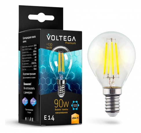 Лампа светодиодная Voltega Globe E14 9W Graphene E14 7Вт 2800K 7136 