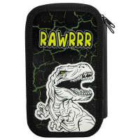 Пенал ЮНЛАНДИЯ, 2 отделения, ламинированный картон, конгрев, 19х11 см, "RAWR", 271538 (271538)