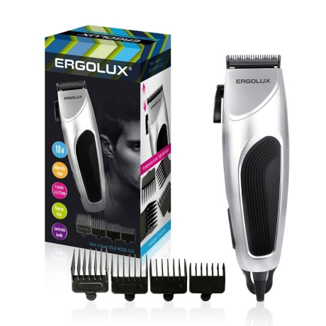 Нарушена упаковка!  <248503> ERGOLUX ELX-HC03-C42 серебр. (машинка для стрижки волос, 10Вт, 220-240В)