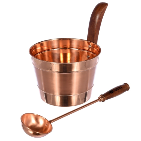 Нарушена упаковка! <296475> Набор из меди: Бадья 4 л и ковш ''Банные штучки'' 32035
