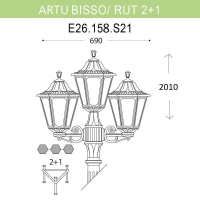 E26.158.S21.BYF1R Уличный фонарь Fumagalli Artu Bisso/Rut 2+1