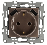 Розетка ЭРА Intro Solo Schuko P+E 16A 250V со шторками 2хUSB бронза 12-4109-13 Б0047847