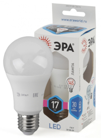 Лампа светодиодная ЭРА E27 17W 4000K матовая LED A60-17W-840-E27 Б0031700