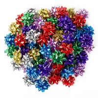 Нарушена упаковка!  <386584> Бант-звезда d = 4,3 см для подарка, НАБОР 70 шт., металлизированные цвета ассорти, ЗОЛОТАЯ СКАЗКА, 591840 (591840)