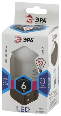 Лампа светодиодная ЭРА E14 6W 4000K матовая LED R50-6W-840-E14 Б0020556 