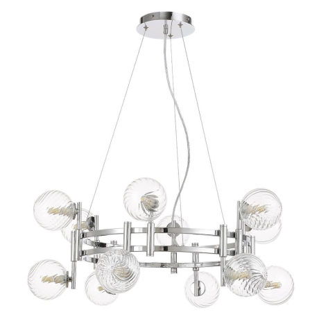 Подвесная люстра с лампочками CRYSTAL LUX Luxury SP12 Chrome+Lamps 