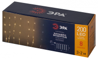 3*2м. Новогодняя гирлянда занавес теплый свет Эра ENIN-200WL 200LED IP20 (Б0060416)