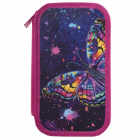 Пенал ЮНЛАНДИЯ, 2 отделения, ламинированный картон, 19х11 см, "Colorful butterfly", 270886 (270886)