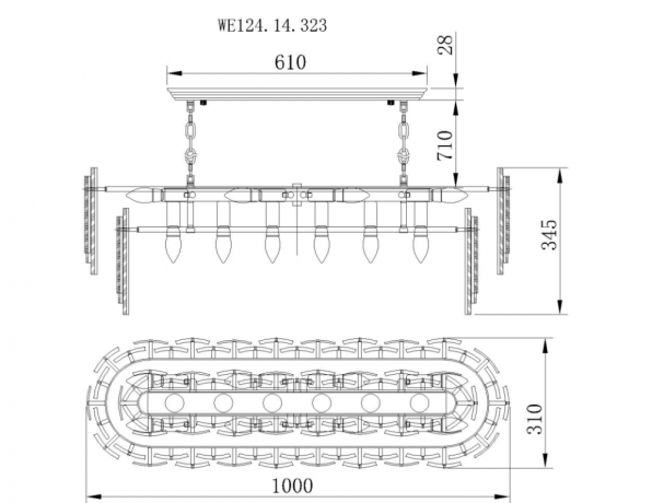 Подвесная люстра с лампочками Wertmark WE124.14.323+Lamps 
