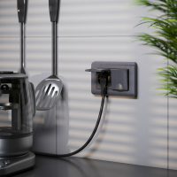 Розетка двойная влагозащищенная с заземлением и со шторками, без рамки с крышкой Werkel графит рифленый W1172204