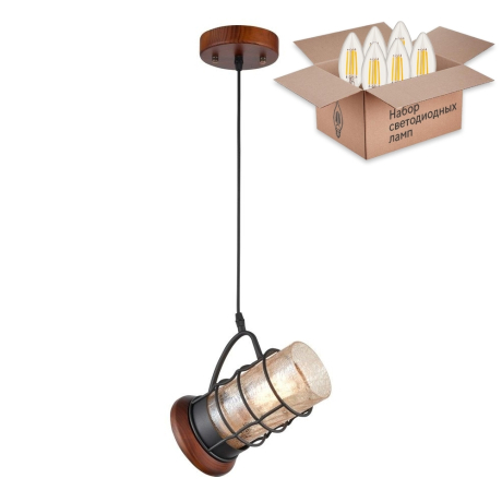 Подвесной светильник с лампочкой Velante 561-706-01+Lamps E27 Свеча 