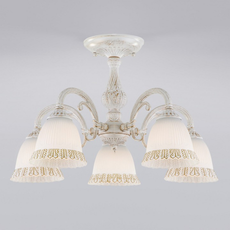 Люстра на штанге Eurosvet Campina 60107/5 белый с золотом 