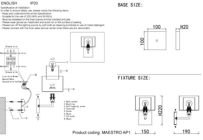 Бра Crystal Lux Maestro AP1 Chrome 