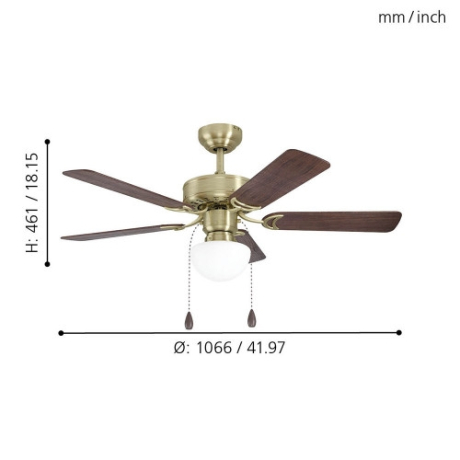 Вентилятор потолочный со светильником Eglo Cadiz 35075 