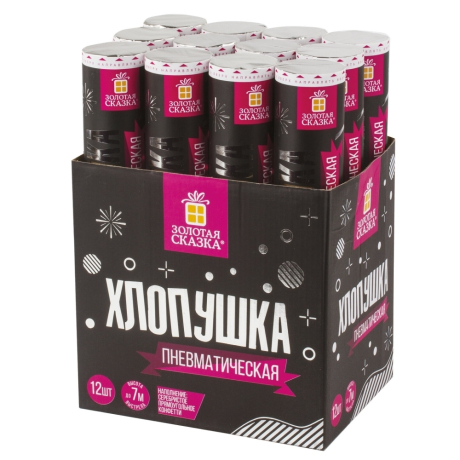 Нарушена упаковка!  <289232> Хлопушка пневматическая ЗОЛОТАЯ СКАЗКА 30 см, фольга, прямоугольники, серебристый, 591477 (591477)