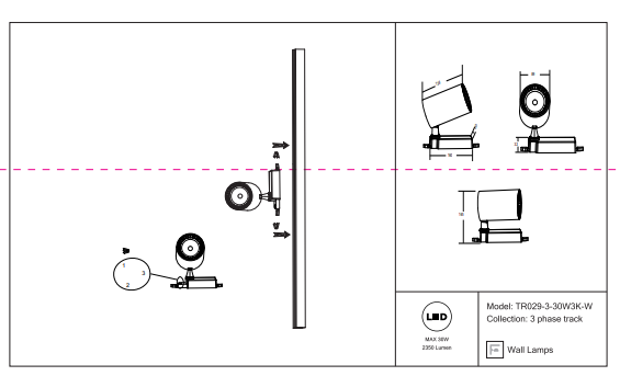 Трехфазный LED светильник 30W 3000К для трека Maytoni Vuoro TR029-3-30W3K-W 