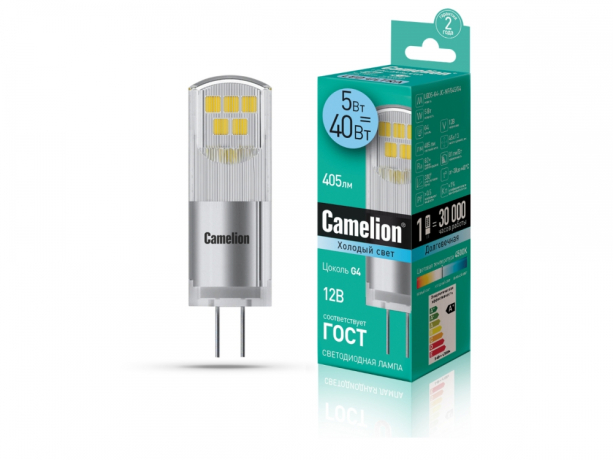Светодиодная лампа G4 5W 4500K (белый) JD Camelion LED5-G4-JC-NF/845/G4 (13750) 