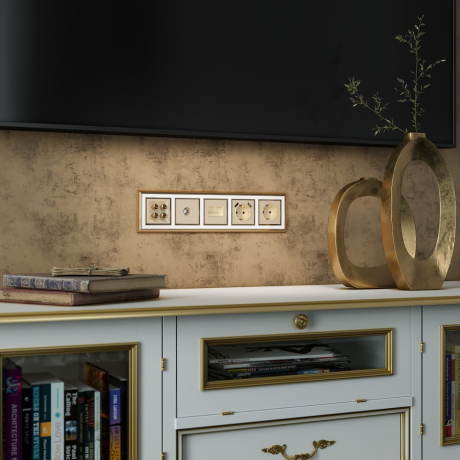 Накладка для двойной розетки Еthernet RJ-45 (шампань) Werkel W1191111