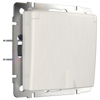 Розетка влагозащищенная с заземлением и со шторкой, без рамки с крышкой Werkel перламутровый рифленый W1171213