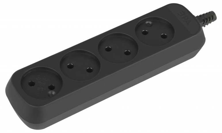 Колодка ЭРА KX-4-B 4 розетки без зазeмления черная Б0061705