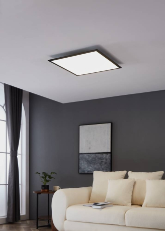 900819 Потолочный светильник  SALOBRENA 1, 33W (LED), 4000K, 4700lm, L595, B595, H50, алюминий, сталь, черный / пластик, белый Eglo 