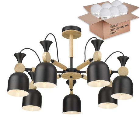 Люстра на штанге с лампочками Velante 225-023-07+Lamps E27 P45 