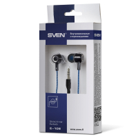 Наушники SVEN E-106, проводные, 1,2 м, вкладыши, черные с синим, SV-015398 (513843)
