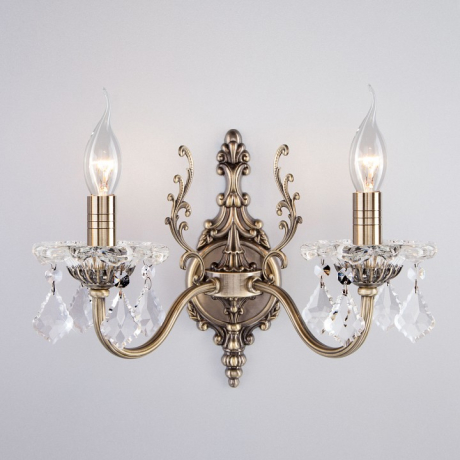 Бра Eurosvet Elisha 3281/2 античная бронза/прозрачный хрусталь Strotskis 