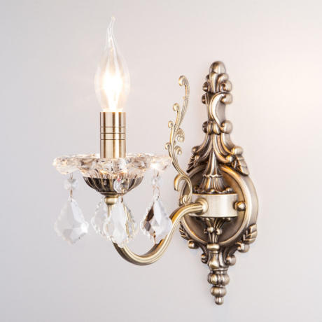 Бра с хрусталем Eurosvet 3281/1 античная бронза/прозрачный хрусталь Strotskis 