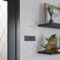 Выключатель двухклавишный проходной (черный) Hammer Werkel W1222008