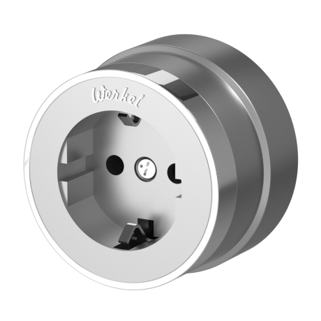Розетка с заземлением (серебро матовый/хром) Vintage Werkel W5871054