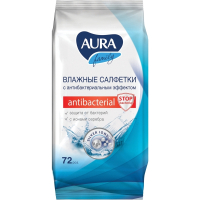 Нарушена упаковка!  <200205> Салфетки влажные, 72 шт., AURA "Family", антибактериальные, для всей семьи, 26065, 7044 (127493)